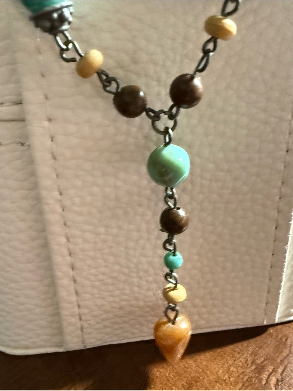 Turquoise and Brown Beaded Y-Necklace - Picture 4 of 7